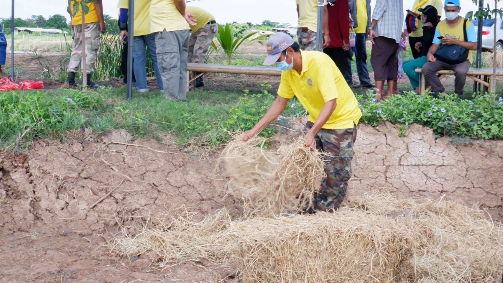 พช.บางคล้า จังหวัดฉะเชิงเทรา ร่วมจิตอาสาพัฒนาครัวเรือนต้นแบบตำบลเสม็ดใต้ เป้าหมาย ศูนย์เรียนรู้ทฤษฎีใหม่ รูปแบบ “โคก หนอง นา พช.”